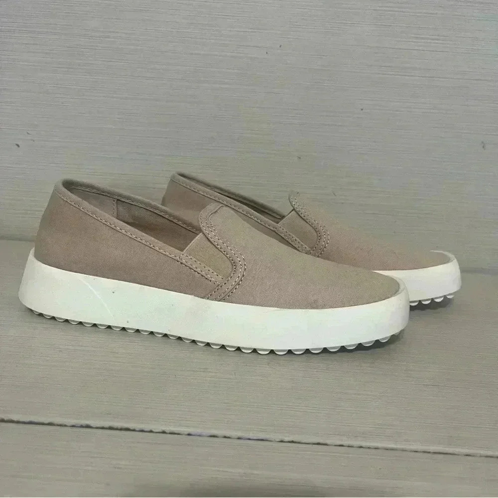 Lucky Brand Womens Gimmony Slip On Sneaker 8.5 Casual Comfort Canvas Tan - Picture 8 of 10
